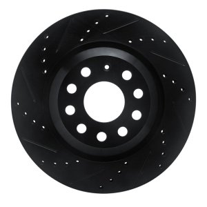 Audi S3 Brake Rotor (1) - Rear Left - R1 Concepts - Drilled & Slotted - Black - `06-`25 Audi S3 Brake Rotor (1) - Rear Left - R1 Concepts - Drilled & Slotted - Black - `06-`25